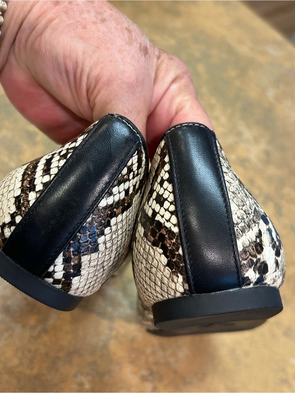 Vionic Klara Black & Snake-Print Ballet Flats with Bow - Picture 9 of 12